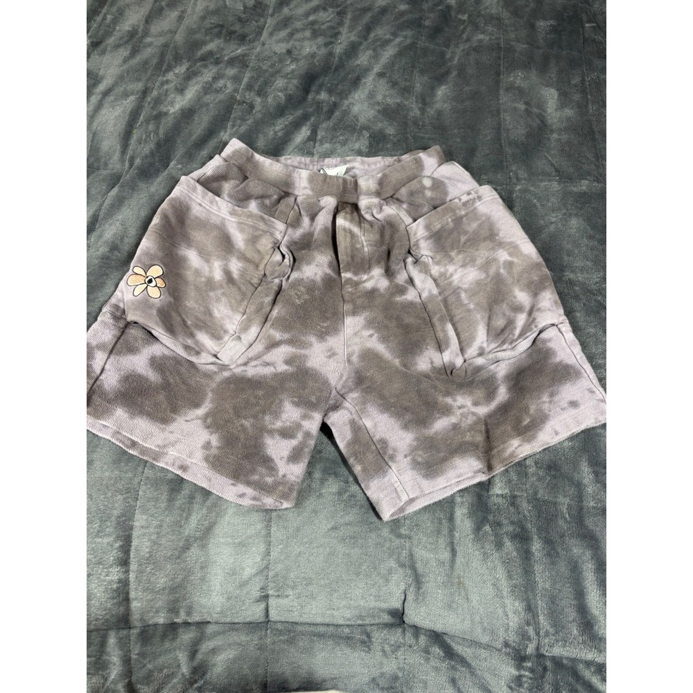 Perks and Mini PAM Tie Dye‎ Sweat Shorts Purple Grey Multi Pocket Womens Small